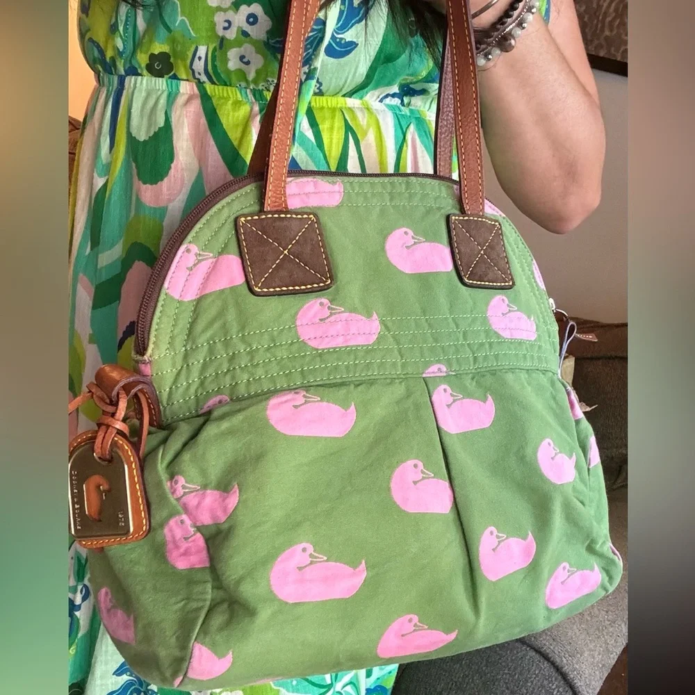 RARE🔥Authentic DOONEY & BOURKE Leather/cotton Duck print Satchel/Shoulder bag - Picture 5 of 16